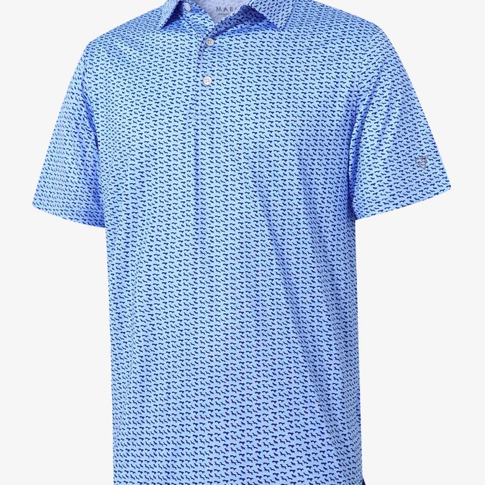 Men's Blue Patterned Polo Golf Shirt